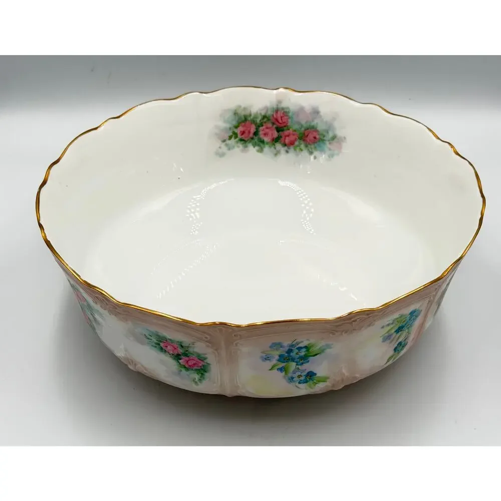 Tirschenreuth Baronesse Bavaria Serving Bowl Hand-painted Roses 24K Gold Trim